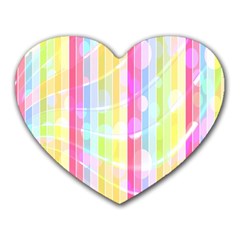 Colorful Abstract Stripes Circles And Waves Wallpaper Background Heart Mousepads by Simbadda