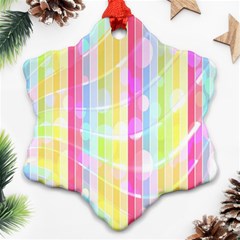 Colorful Abstract Stripes Circles And Waves Wallpaper Background Snowflake Ornament (two Sides) by Simbadda