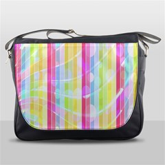 Colorful Abstract Stripes Circles And Waves Wallpaper Background Messenger Bags by Simbadda