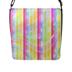 Colorful Abstract Stripes Circles And Waves Wallpaper Background Flap Messenger Bag (l)  by Simbadda