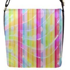 Colorful Abstract Stripes Circles And Waves Wallpaper Background Flap Messenger Bag (s) by Simbadda