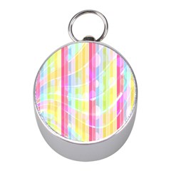 Colorful Abstract Stripes Circles And Waves Wallpaper Background Mini Silver Compasses by Simbadda