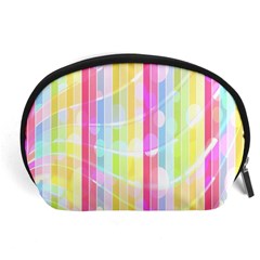 Colorful Abstract Stripes Circles And Waves Wallpaper Background Accessory Pouches (large)  by Simbadda