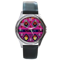 Abstract A Colorful Modern Illustration Round Metal Watch by Simbadda