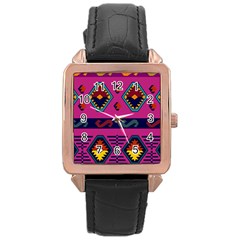 Abstract A Colorful Modern Illustration Rose Gold Leather Watch  by Simbadda