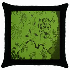 Abstract Green Background Natural Motive Throw Pillow Case (black) by Simbadda