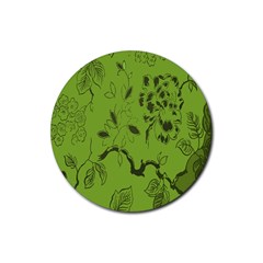 Abstract Green Background Natural Motive Rubber Coaster (round)  by Simbadda