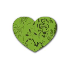 Abstract Green Background Natural Motive Rubber Coaster (heart)  by Simbadda