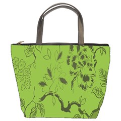 Abstract Green Background Natural Motive Bucket Bags by Simbadda