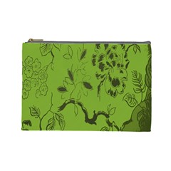 Abstract Green Background Natural Motive Cosmetic Bag (large)  by Simbadda