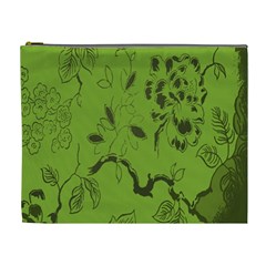 Abstract Green Background Natural Motive Cosmetic Bag (xl) by Simbadda