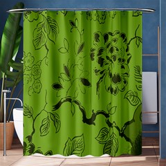 Abstract Green Background Natural Motive Shower Curtain 60  X 72  (medium)  by Simbadda