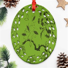 Abstract Green Background Natural Motive Ornament (oval Filigree) by Simbadda