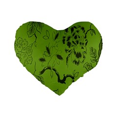 Abstract Green Background Natural Motive Standard 16  Premium Heart Shape Cushions by Simbadda