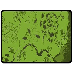 Abstract Green Background Natural Motive Double Sided Fleece Blanket (large)  by Simbadda