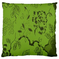 Abstract Green Background Natural Motive Large Flano Cushion Case (two Sides) by Simbadda