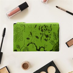 Abstract Green Background Natural Motive Cosmetic Bag (xs) by Simbadda