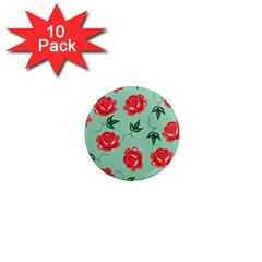 Floral Roses Wallpaper Red Pattern Background Seamless Illustration 1  Mini Magnet (10 Pack)  by Simbadda