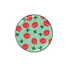 Floral Roses Wallpaper Red Pattern Background Seamless Illustration Hat Clip Ball Marker by Simbadda