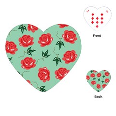 Floral Roses Wallpaper Red Pattern Background Seamless Illustration Playing Cards (heart)  by Simbadda