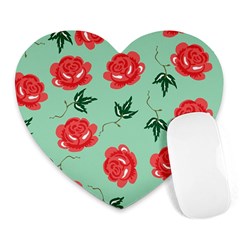 Floral Roses Wallpaper Red Pattern Background Seamless Illustration Heart Mousepads by Simbadda