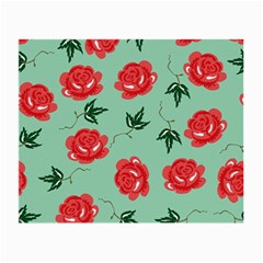 Floral Roses Wallpaper Red Pattern Background Seamless Illustration Small Glasses Cloth (2-side) by Simbadda