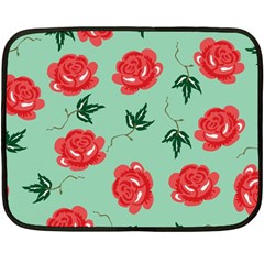 Floral Roses Wallpaper Red Pattern Background Seamless Illustration Double Sided Fleece Blanket (mini)  by Simbadda