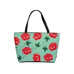 Floral Roses Wallpaper Red Pattern Background Seamless Illustration Shoulder Handbags Front