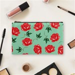 Floral Roses Wallpaper Red Pattern Background Seamless Illustration Cosmetic Bag (Medium)  Front