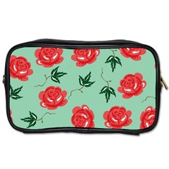 Floral Roses Wallpaper Red Pattern Background Seamless Illustration Toiletries Bags by Simbadda