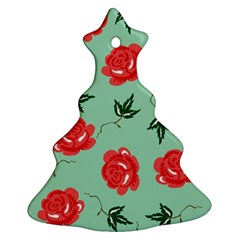 Floral Roses Wallpaper Red Pattern Background Seamless Illustration Ornament (christmas Tree)  by Simbadda