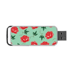 Floral Roses Wallpaper Red Pattern Background Seamless Illustration Portable Usb Flash (one Side) by Simbadda