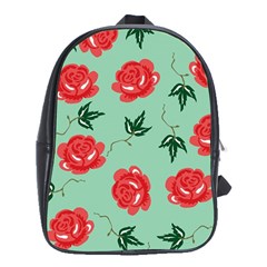 Floral Roses Wallpaper Red Pattern Background Seamless Illustration School Bags (xl)  by Simbadda