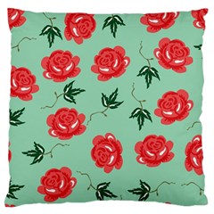 Floral Roses Wallpaper Red Pattern Background Seamless Illustration Large Flano Cushion Case (two Sides) by Simbadda