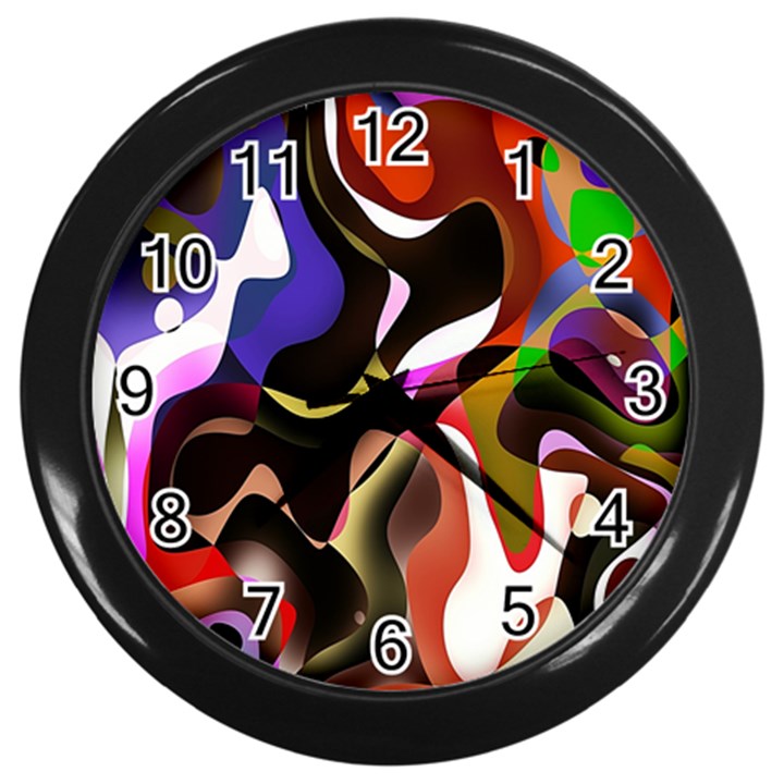 Colourful Abstract Background Design Wall Clocks (Black)