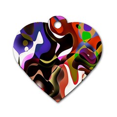 Colourful Abstract Background Design Dog Tag Heart (two Sides) by Simbadda