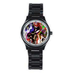 Colourful Abstract Background Design Stainless Steel Round Watch by Simbadda