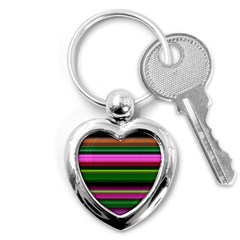 Multi Colored Stripes Background Wallpaper Key Chains (heart)  by Simbadda