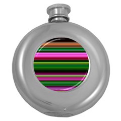 Multi Colored Stripes Background Wallpaper Round Hip Flask (5 Oz) by Simbadda