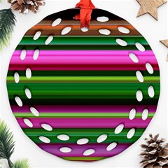 Multi Colored Stripes Background Wallpaper Ornament (round Filigree) by Simbadda