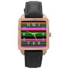 Multi Colored Stripes Background Wallpaper Rose Gold Leather Watch  by Simbadda