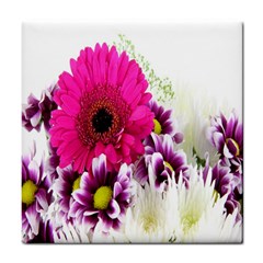 Pink Purple And White Flower Bouquet Tile Coasters