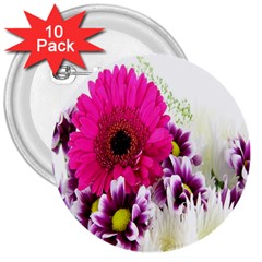 Pink Purple And White Flower Bouquet 3  Buttons (10 pack) 