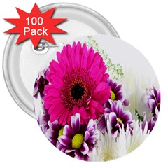 Pink Purple And White Flower Bouquet 3  Buttons (100 pack) 