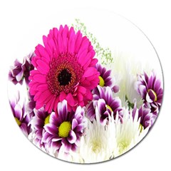 Pink Purple And White Flower Bouquet Magnet 5  (Round)