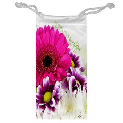 Pink Purple And White Flower Bouquet Jewelry Bag