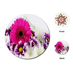 Pink Purple And White Flower Bouquet Playing Cards (Round) 