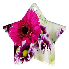 Pink Purple And White Flower Bouquet Star Ornament (two Sides) by Simbadda