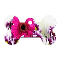 Pink Purple And White Flower Bouquet Dog Tag Bone (One Side)