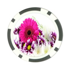 Pink Purple And White Flower Bouquet Poker Chip Card Guard (10 pack)